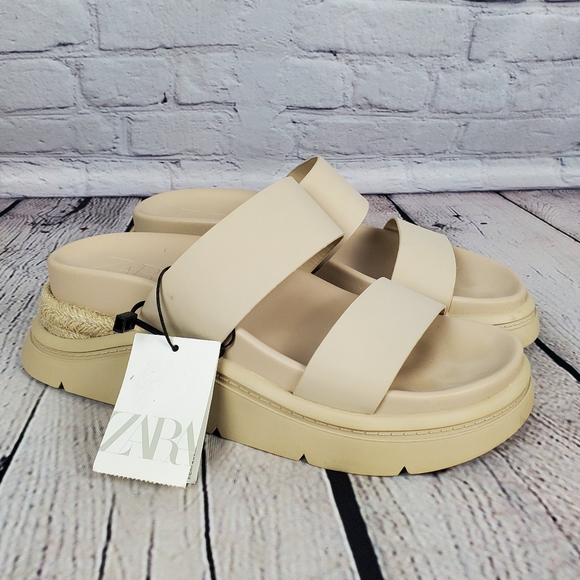 NWT Zara Ecru Chunky Sport Sandal Sz 40
